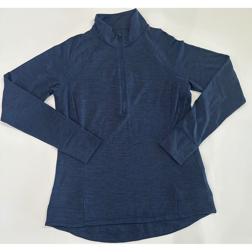 Avia Women Textured 1/4 Zip Pullover Blue Long Sleeve Thumbhole L 12-14
